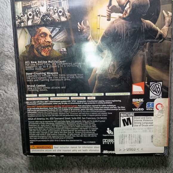 Condemned 2: Bloodshot Microsoft Xbox 360 2008 Tested & Working Works No Manual - Picture 5 of 16